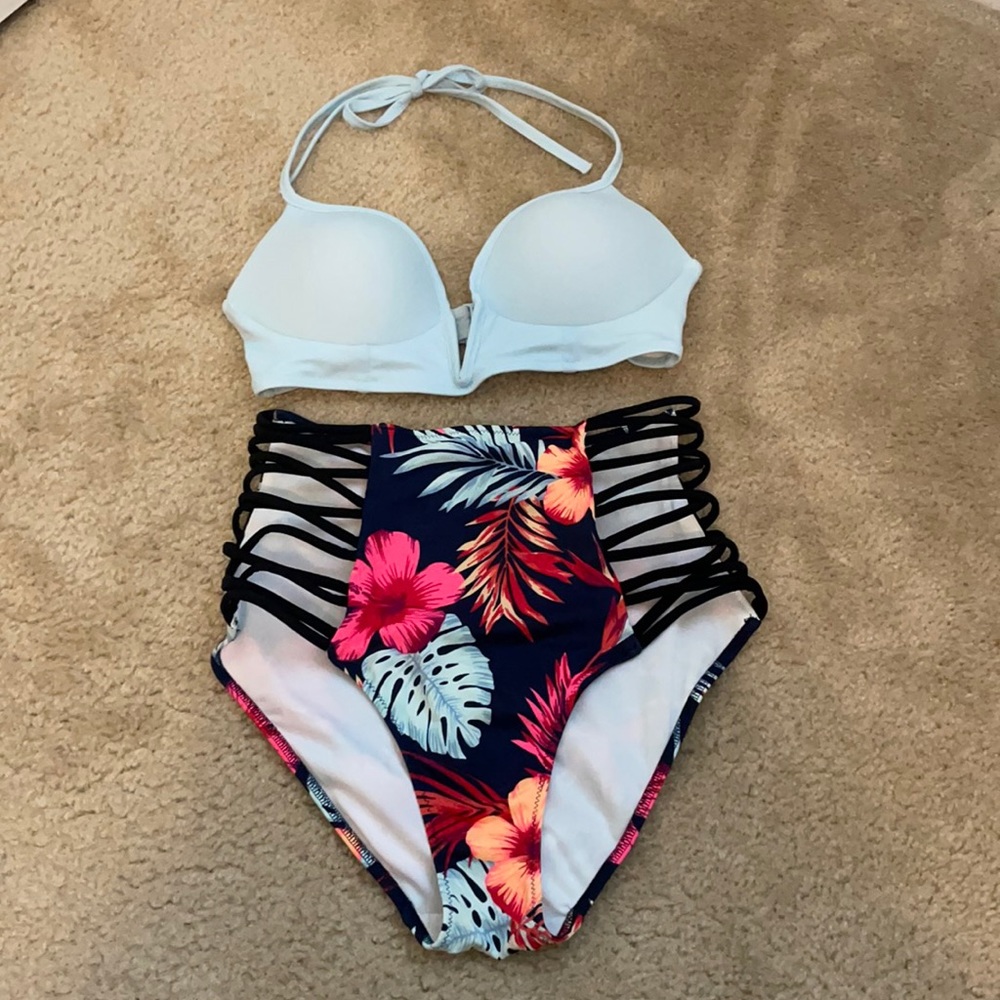 PINK High Waist Cut Out Bikini